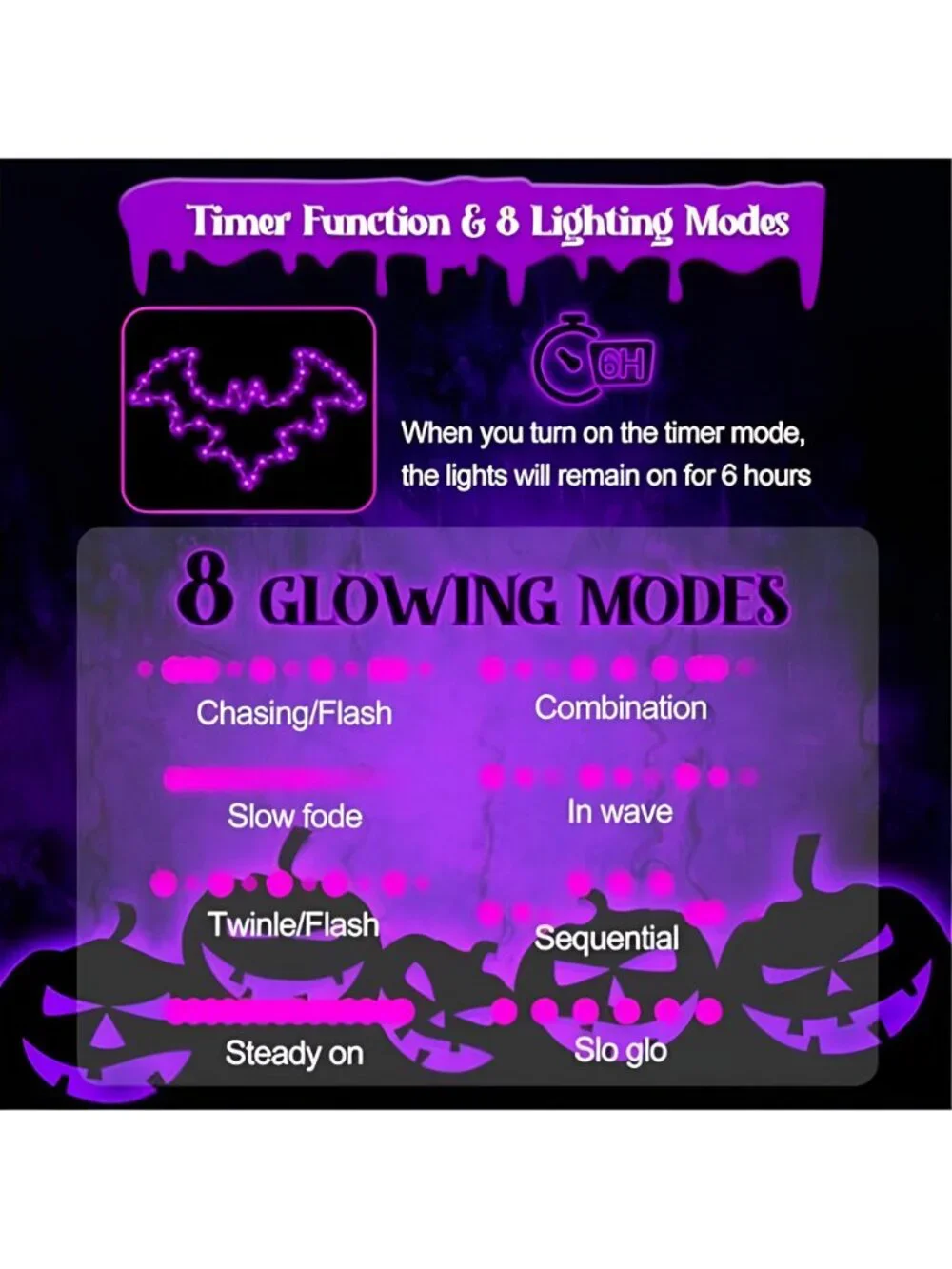 Halloween Window Lights, 2 Pack LED Waterproof Timer Indoor Decor